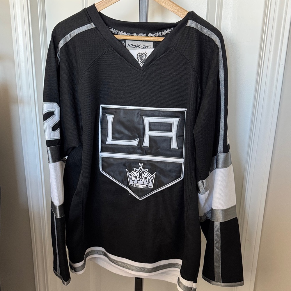 Reebok Los Angeles Kings Black and Gray V-Neck Men's hockey jersey